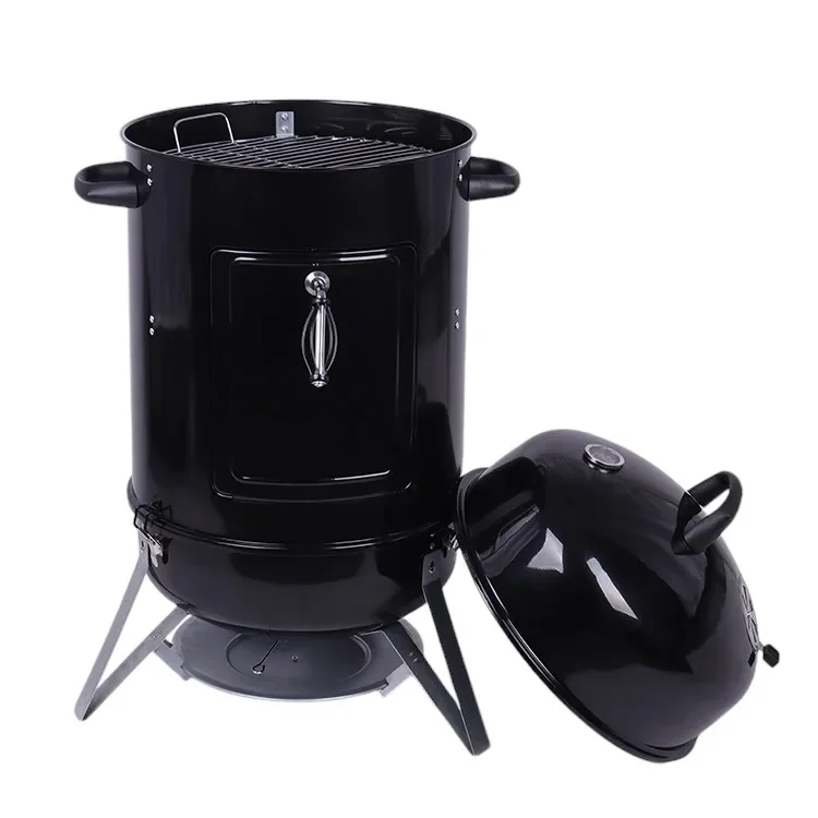 Easy Clean 3 In 1 Multifunctional Barbecue Vertical Charcoal Bbq Grill Backyard Charcoal Bullet Smoker