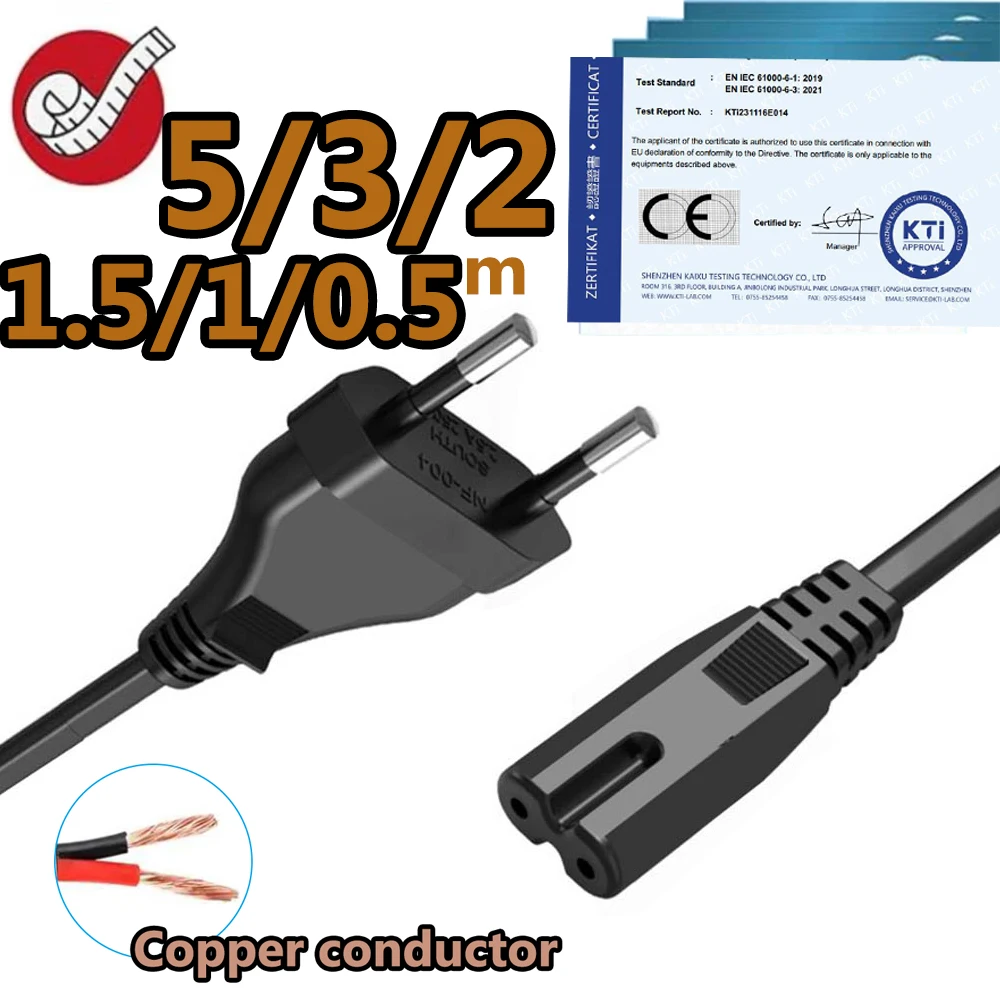 EU Power Cord Euro European Power Cable Lead Line EU Plug CEE 7/16 to IEC 60320 C7 Figure 8 Power Cord for PS5 PS4 Xbox HDTV