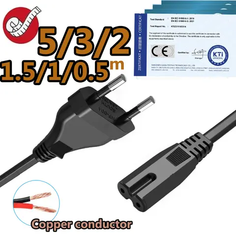 EU Power Cord Euro European Power Cable lead line EU plug CEE 7/16 to IEC 60320 C7 figure 8 Power Cord for PS5 PS4 Xbox HDTV