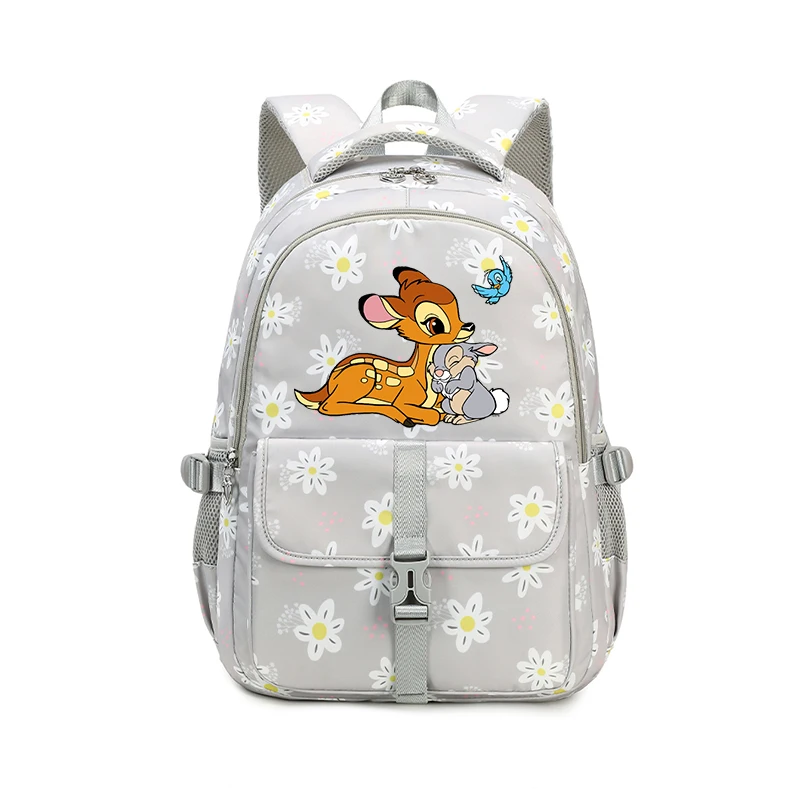 

Disney Bambi Teenage Large Capacity Book Bag For Girls Waterproof Backpacks Kids School Bag Floral Backpack