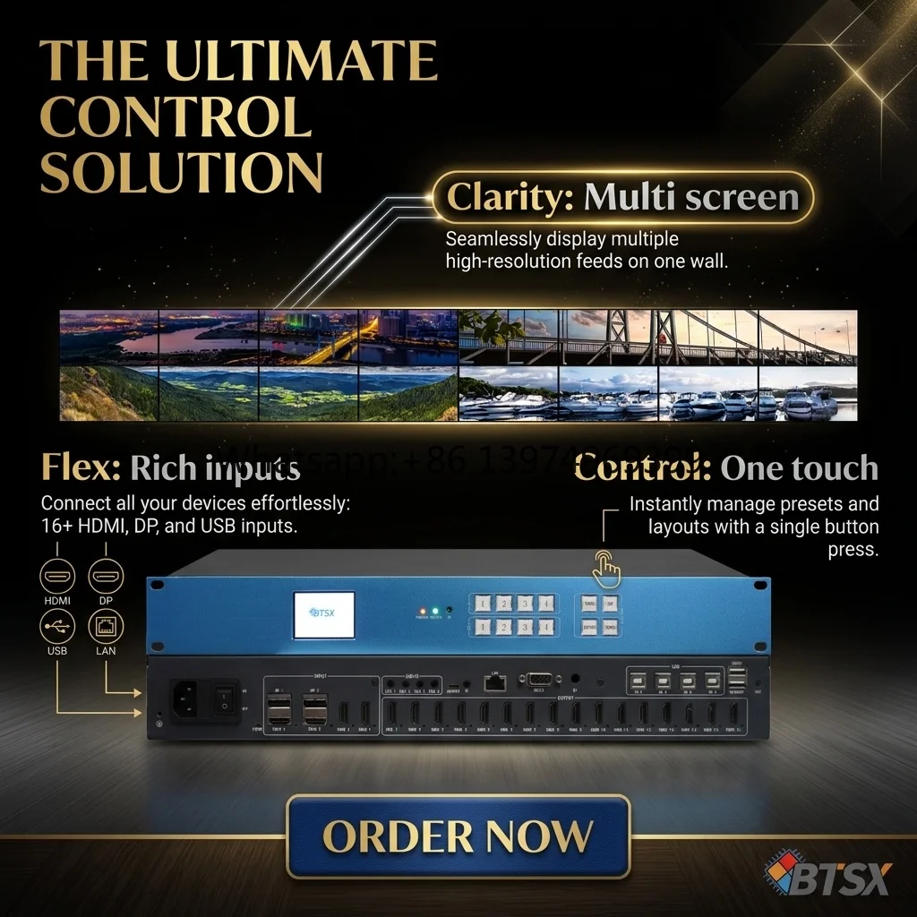 Dynamic Window Roaming Layer Transparency KVM Integration 4K60 Video Wall Controller 16-Channel Video Wall Processor