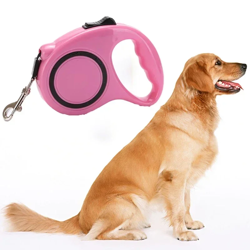 3M/5M Retractable Automatic Telescopic Rope Pink Dog Leash Training Puppy Extending Traction Rope Walking Leashes Dog Collar Bel