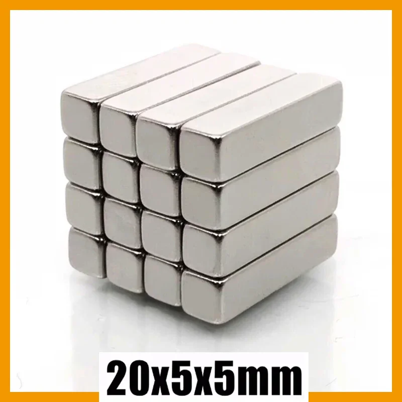 20x5x5mm 2/5/10/20/50/100/200/500pcs Super Strong N35 Big Block Rare Earth Square Magnets 20*5*5mm Neodymium Magnet 20mm*5mm*5mm