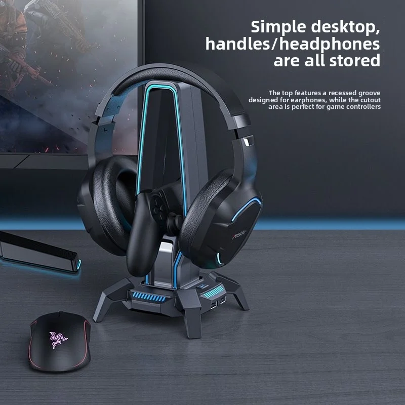 

Подставка для игровых наушников G6 с RGB-подсветкой и USB-хабом, держатель для гарнитуры для настольных ПК