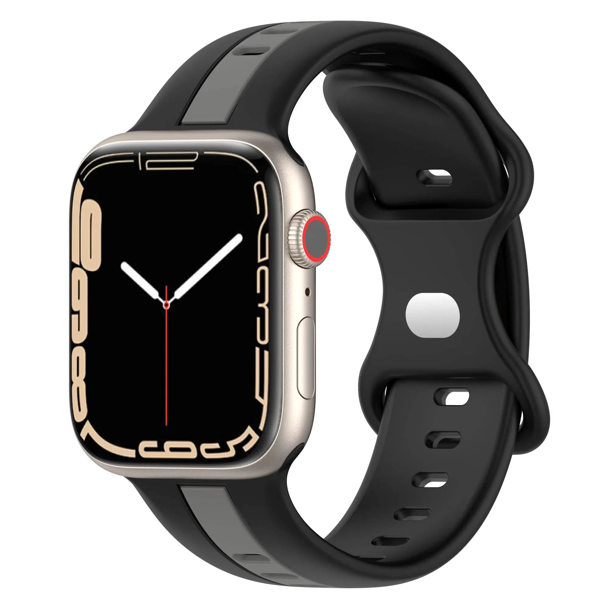 Tali silikon untuk jam tangan Apple, 10 42/46mm gelang 49mm 45mm 41mm 44mm 40mm 42mm dua warna gelang iWatch Ultra/2 9 8 7 6 5 4 3 SE