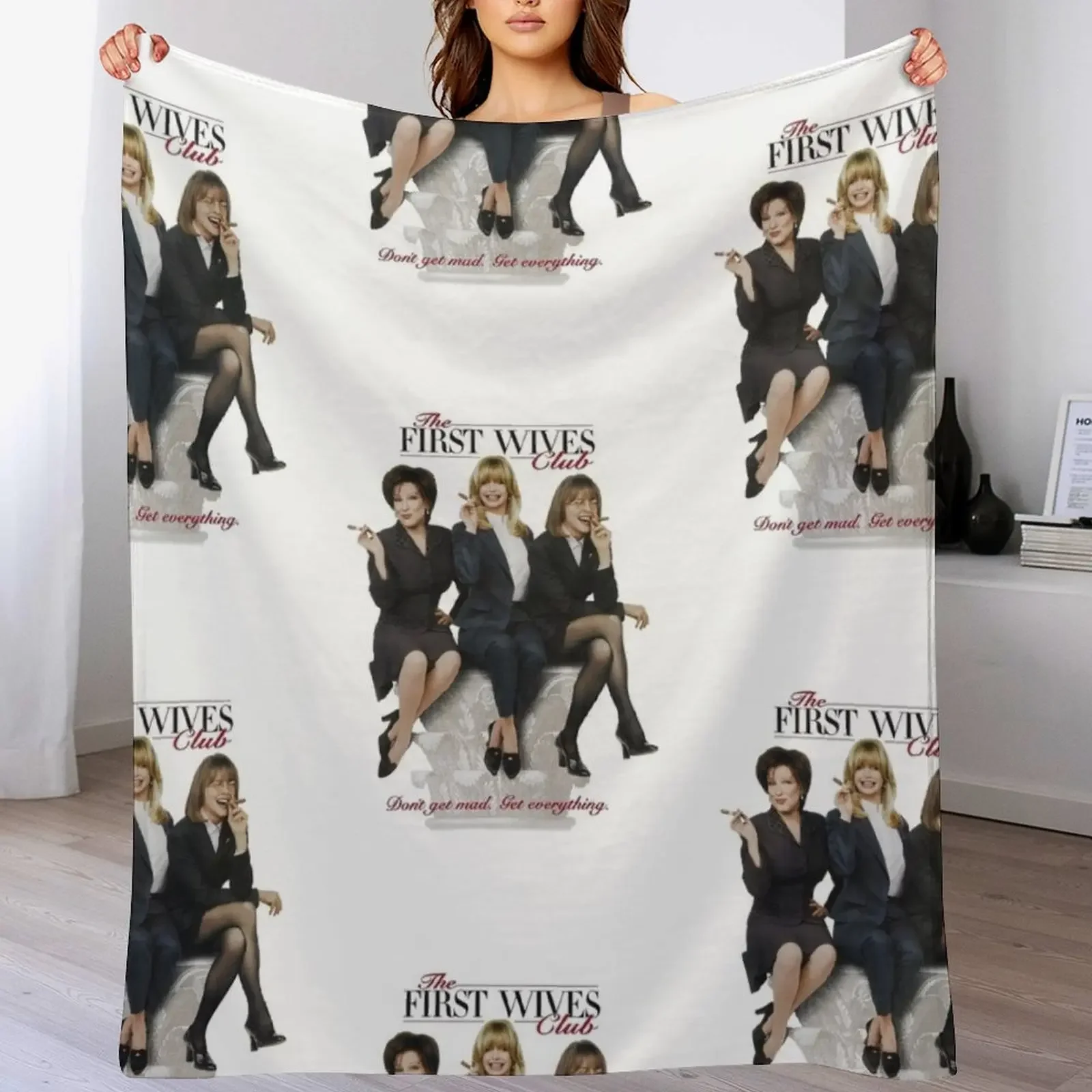 First Wives Club (1996) movie poster - Goldie Hawn, Bette Midler, Diane Keaton Throw Blanket Hairys Flannel Soft Plaid Blankets