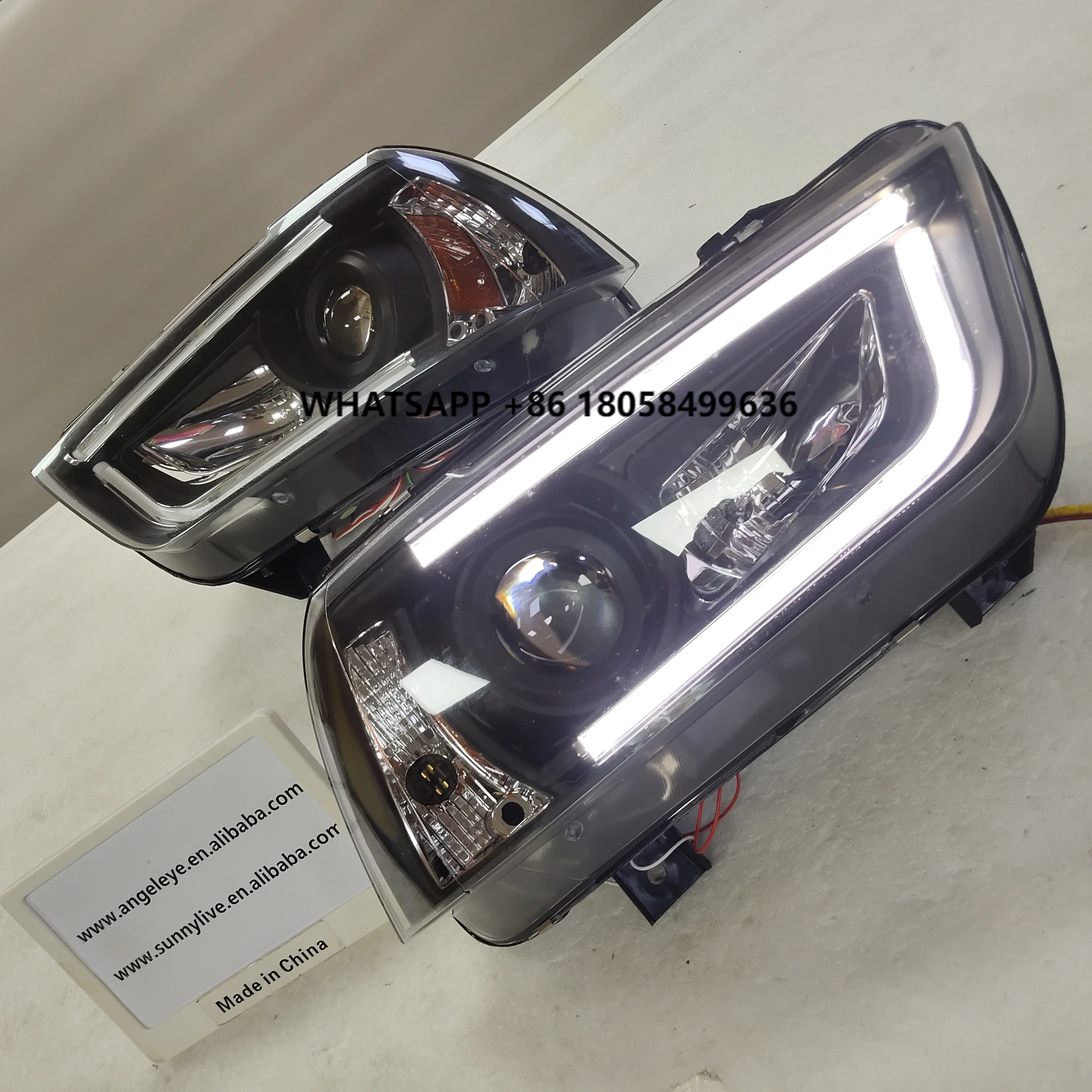 

For Dodge Charger LED Headlights LED Strip Head Lamps Black Housing 2011-2014 YZ
