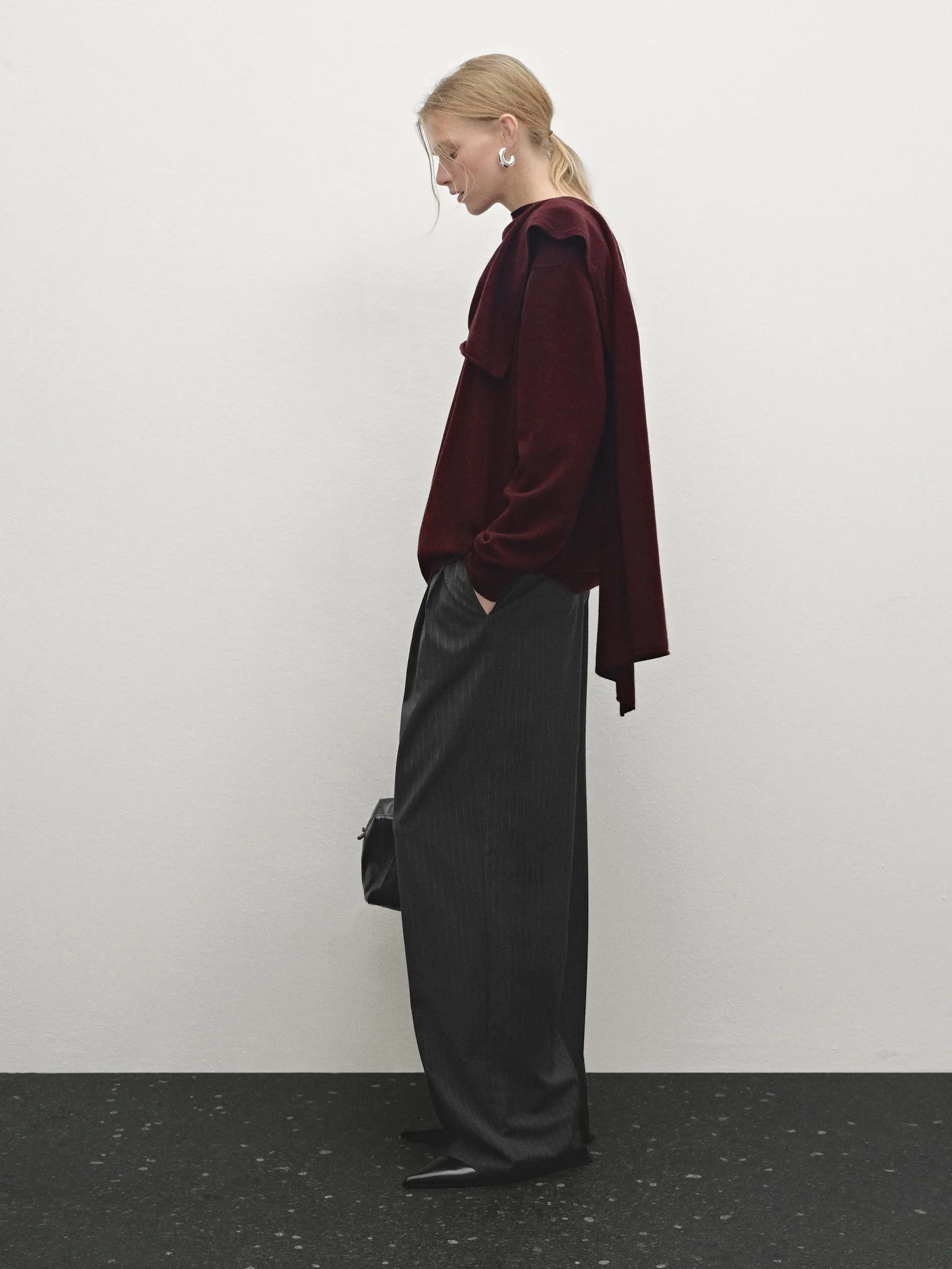 Ethereal MD 2025 masidutti شتاء نمط جديد من سترة محبوكة غير رسمية بأكمام طويلة مصنوعة من مزيج الصوف مع وشاح للنساء