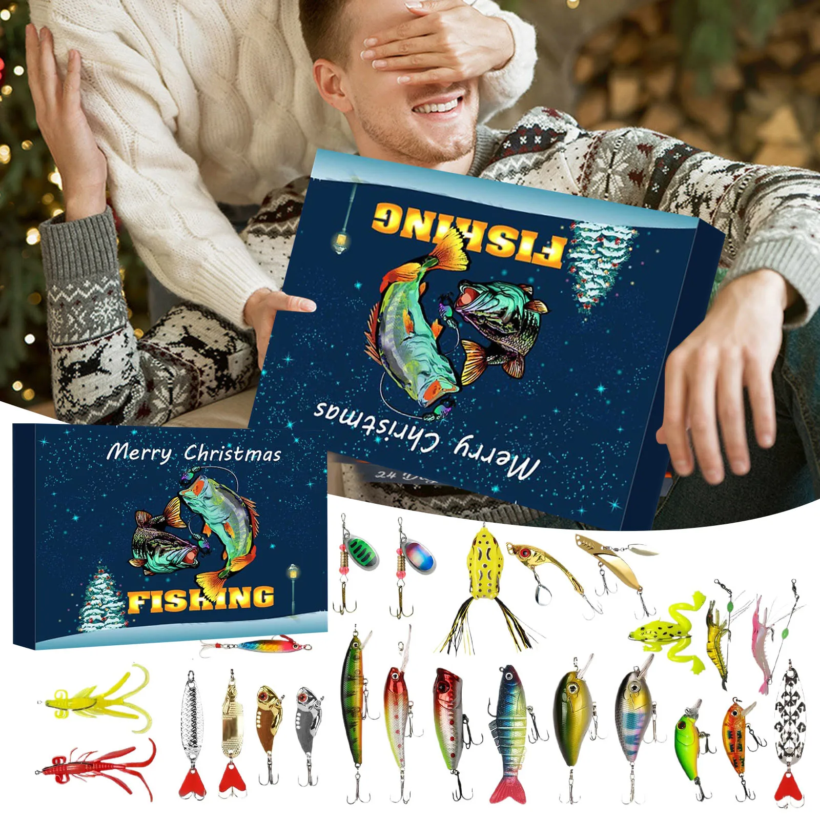 Christmas Toys Kids Stopwatch Countdown Advent Calendar Fishing Christmas Countdown 24 Days Fishing Set For Adult Children