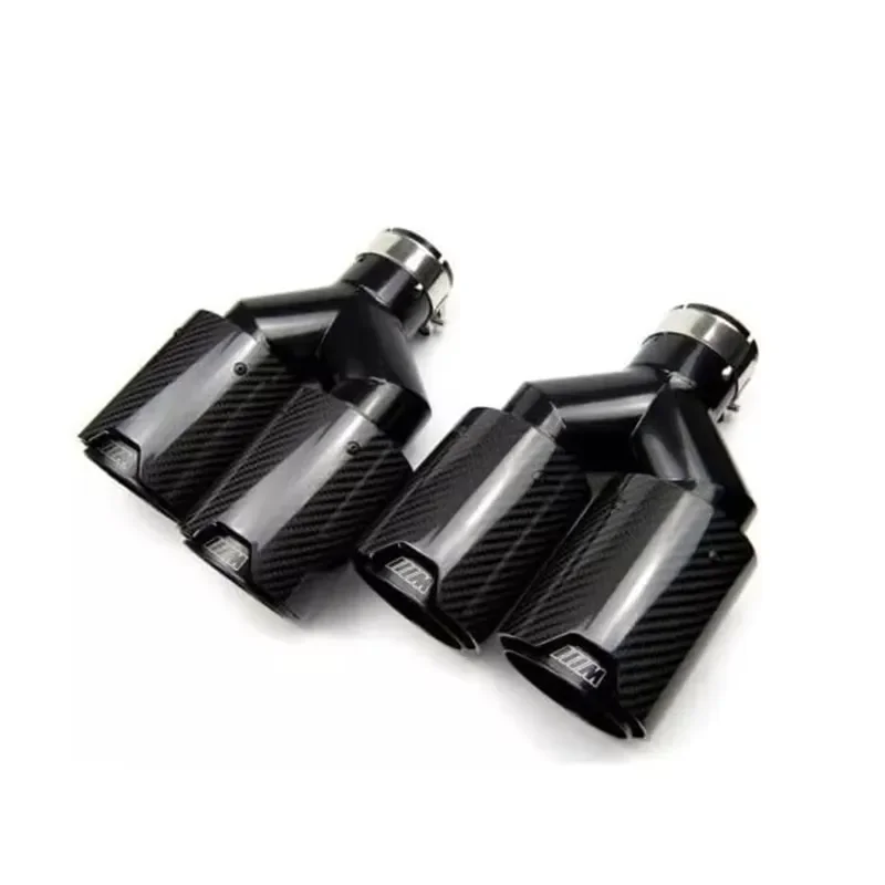 Black Carbon Fiber Exhaust Universal Car Exhaust Tips 89mm Tailpipe M3 Model 63mm Inlet Customized Oe Polished Exhaust Tips