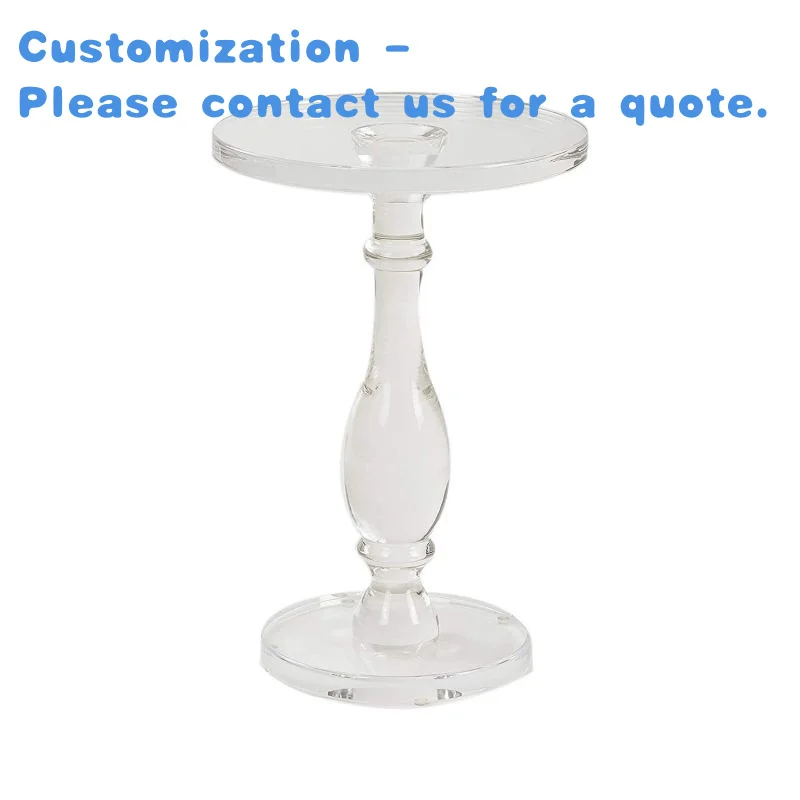 custom.Acrylic Side Table Modern Nightstand With Round Top and Solid Post Living Room Bedroom and Lobby