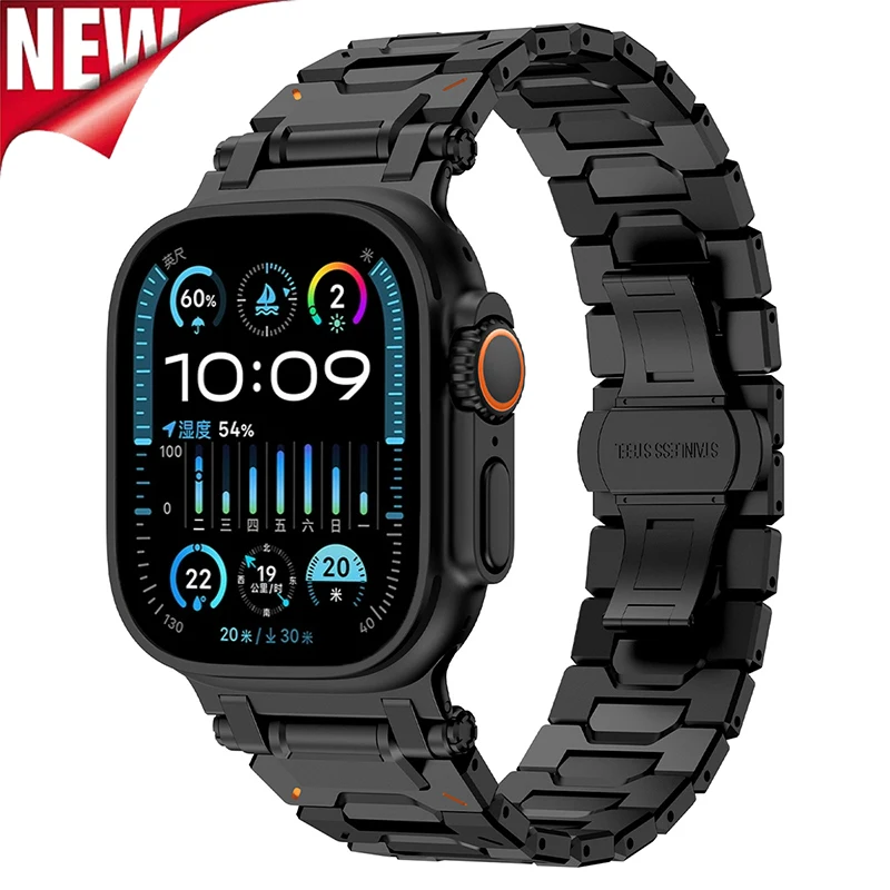 

Luxury Stainless Steel Band for Apple Watch Ultra 2 49mm 46mm 45mm 44mm 42mm Metal Bracelet Iwatch Series 10 9 8 7 6 SE5 4 Strap