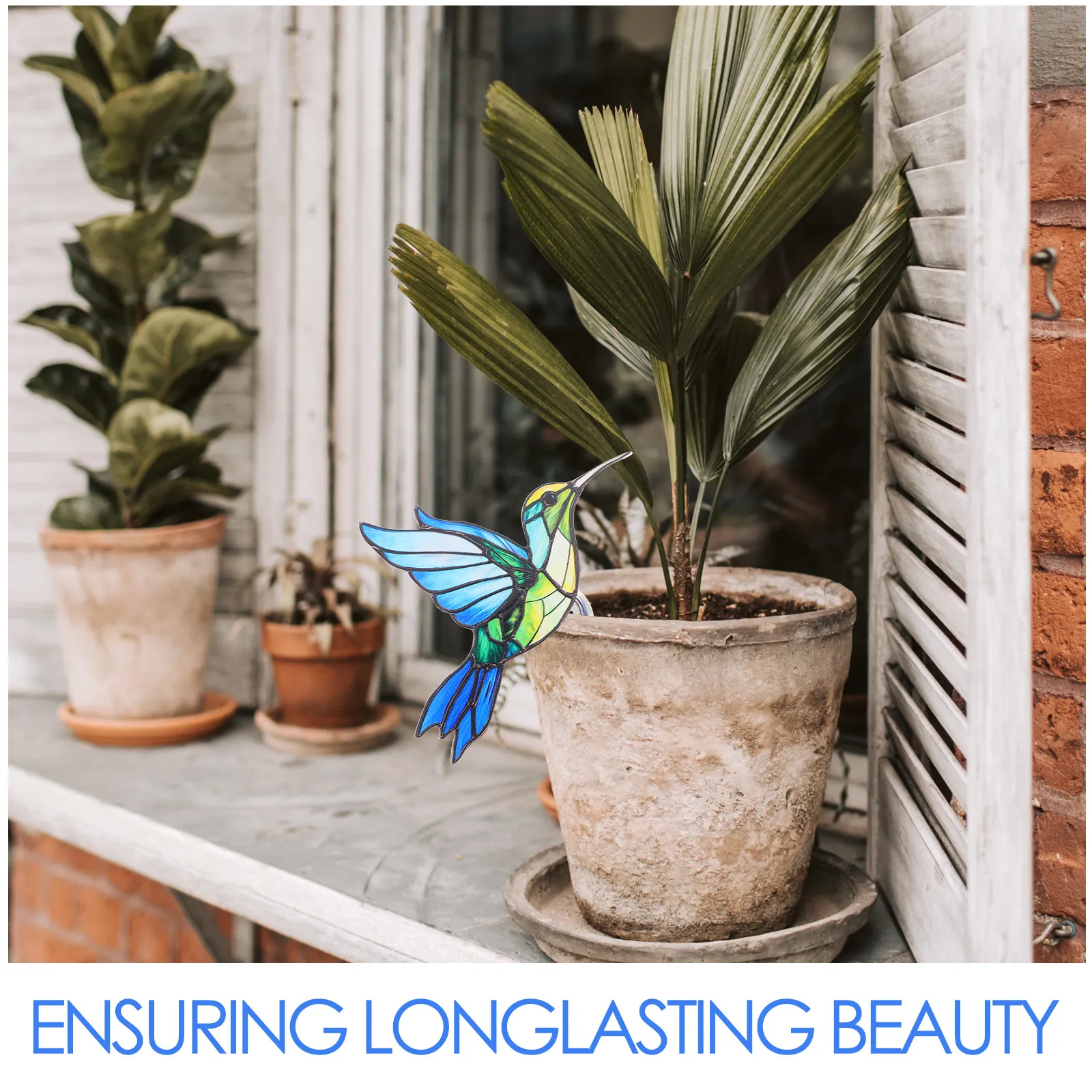 

Acrylic Hummingbird Bird Flower Pot Huggers Cute Animal Bird Statue Bonsai Pot Edge Ornament Planter Hanger Garden Planter decor