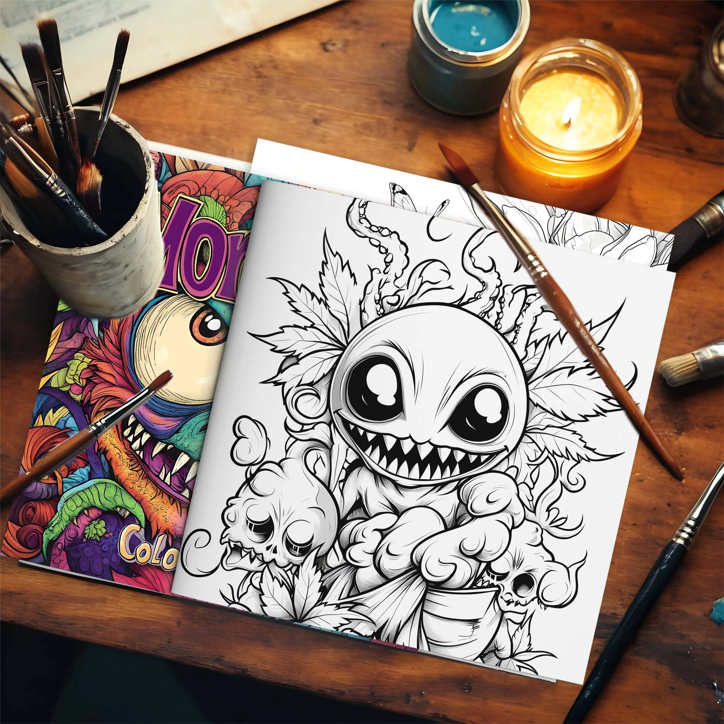 1pc Monster Art Libro da colorare 24 pagine Libro illustrato per adulti Kill Time Graffiti Pittura Disegno Regalo per le vacanze di compleanno ﻿