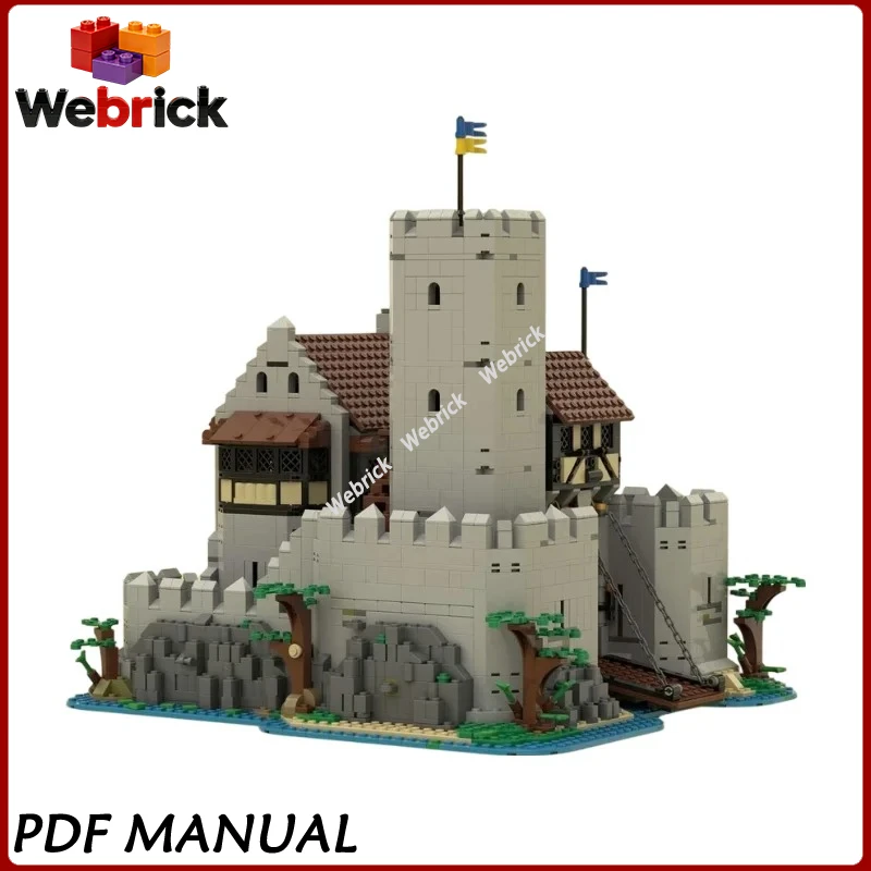 Medieval Fortification Castle Bergfried Building blocks keep authentic medieval tower features for themed scene construction