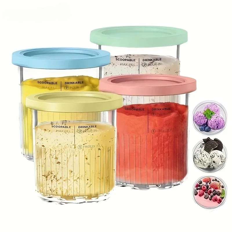 Replacement Pints for Ninja Creami Deluxe NC500 NC501 24 Oz Ice Cream Containers with Lids Compatible Family Size