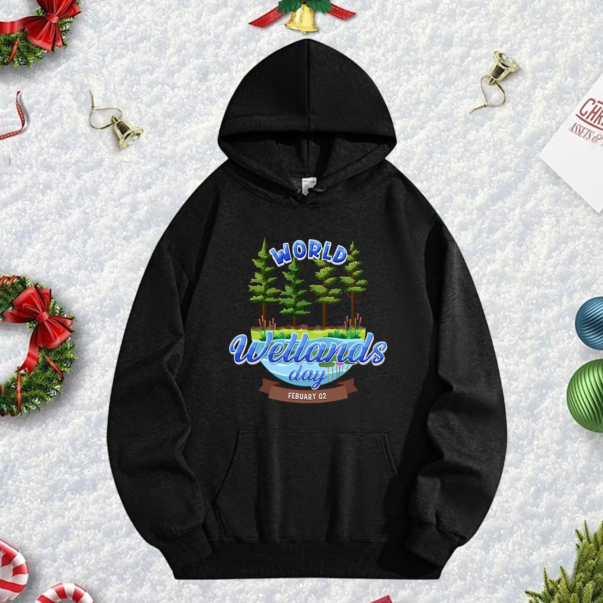 

Черная толстовка унисекс Experience Nature 270G, теплая флисовая толстовка для зимнего сезона, рождественская, новогодняя праздничная одежда