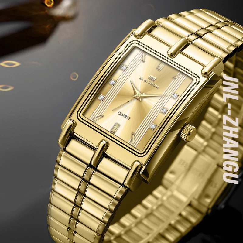 New Design Luxury Paired Stainless Steel Band Rectangle Case Quartz Watches Wholesale Diamond Business Couple Watch view 2
