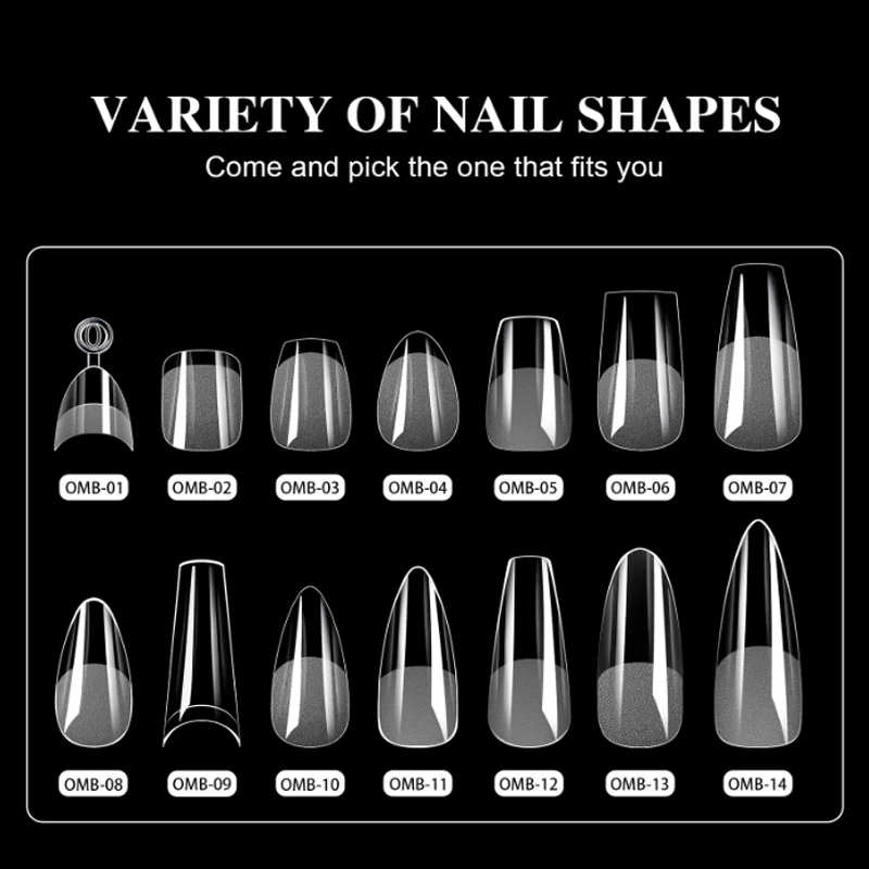 504PCS Soft Gel Nail Tips Full Cover Half Cover Fake Nails Press On Nails Transparent Frosted False Nail Charms Uñas Postisas