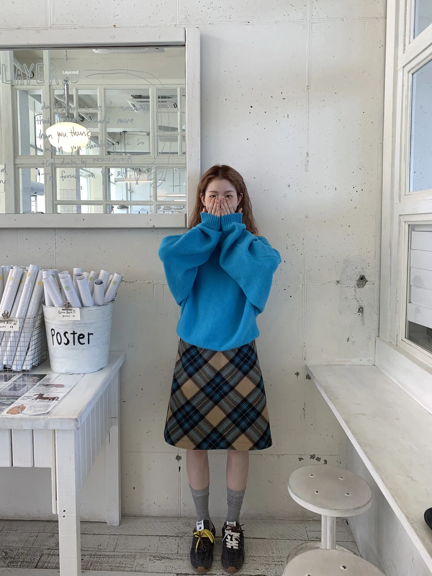 

Red Celebri Woolen A-Line Skirt Women's 2025 New Autumn Plaid Wrap around Skirt Simple Sle Low Waist Commute Skirt