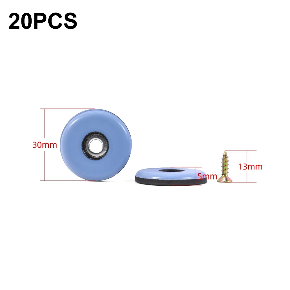 แผ่นรองเครื่องร่อนเก้าอี้โซฟาแผ่นเลื่อนเท้าเคลื่อนไหวโซฟาแบบเกลียว PTFE 20ชิ้น30มม. 38มม. Approx.25mm ไม่ยุ่งยาก