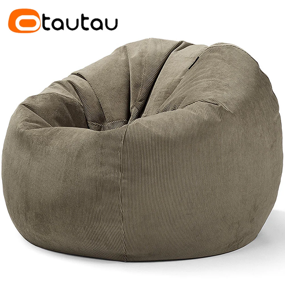 OTAUTAU Adults Children Corduroy Bean Bag Cover Without Filler Beanbag Pouf Chair Puff Salon Corner Seat Game Movie Sac DD005