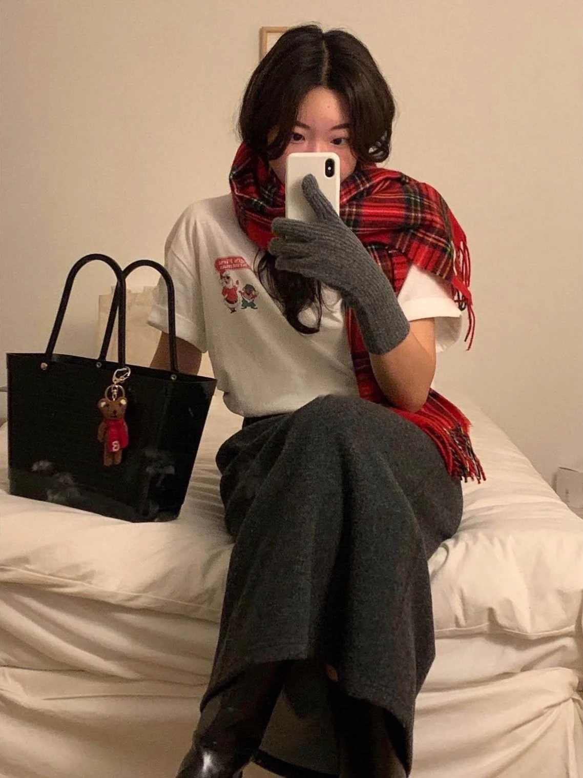 Candy Miss Korean Style Loose Short Sleeve T-Shirt Christmas Atmosphere Cartoon Deer Print Casual Fashion Ladies' Top