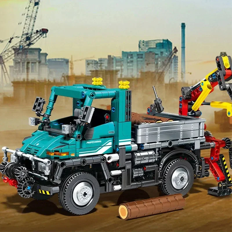 SEMBO Techinical Mechanical Farm Engineering Car Building Blocks City Unimog Truck Model Bricks Toys For Kids Birthday Gift MOC