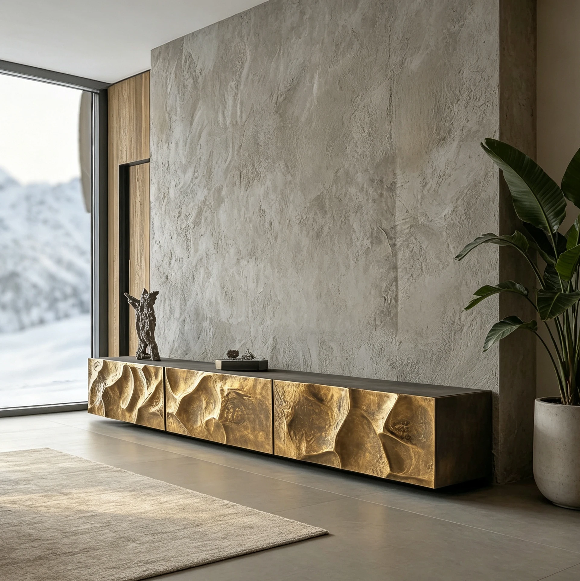 Y*-Fluid Organic Shape Coffee Table Bright White Lacquer Shell Mirror Gold Interior Artistic Table