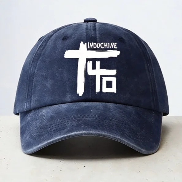 Indochine Baseball Cap men women Washed Denim Hat men Women Casual Print Indochine baseball cap