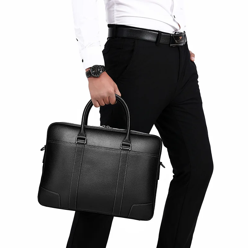 Hot-selling Handbag Genuine Leather Men's Laptop Men Bag Cowhide 15inch Business Trip Briefcase Large Capacity Dropshipping
