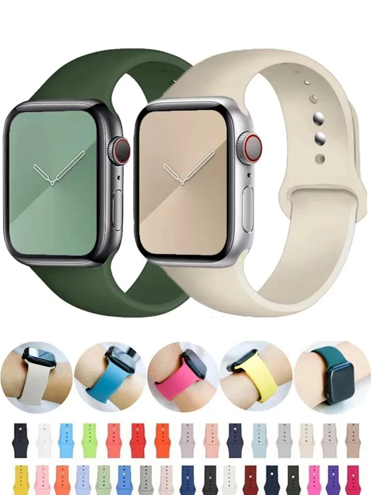 Silicone Strap For Apple Watch Band 44mm 45mm 40mm Ultra 49mm 41mm 38mm 42 44 45 mm sport bracelet iwatch series 8 7 6 5 4 3 SE