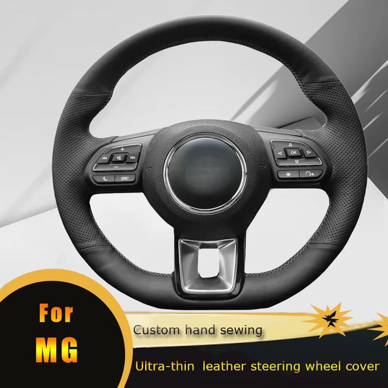 DIY Car Steering Wheel Cover Non Slip Perforated Leather For MG ZS HS GS MG 5 6 RX5 RX8 ZST ZS EV 2017-2023 Car Accessories