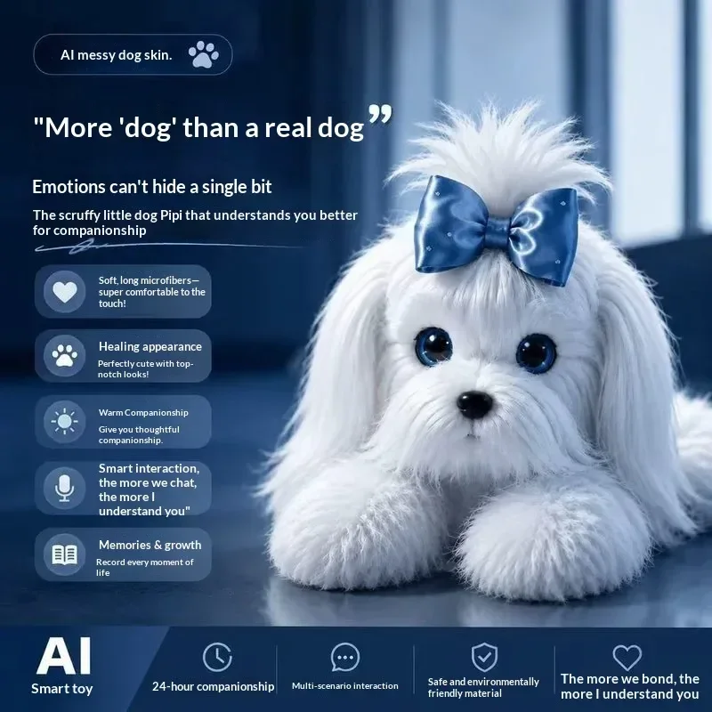 AI Bionic Dog Toy Smart Voice Chat Interactive Companion Pet Soft Skin-friendly Material Cute Simulation Puppy Stuffed Doll