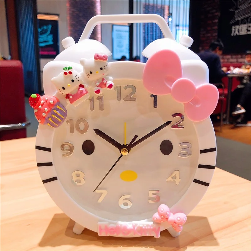 Sanrio Alarm Clock Girl Cartoon Cute Hello Kitty Kuromi My Melody Cinnamoroll Children Girls Bedroom Bedside Home Decorclock