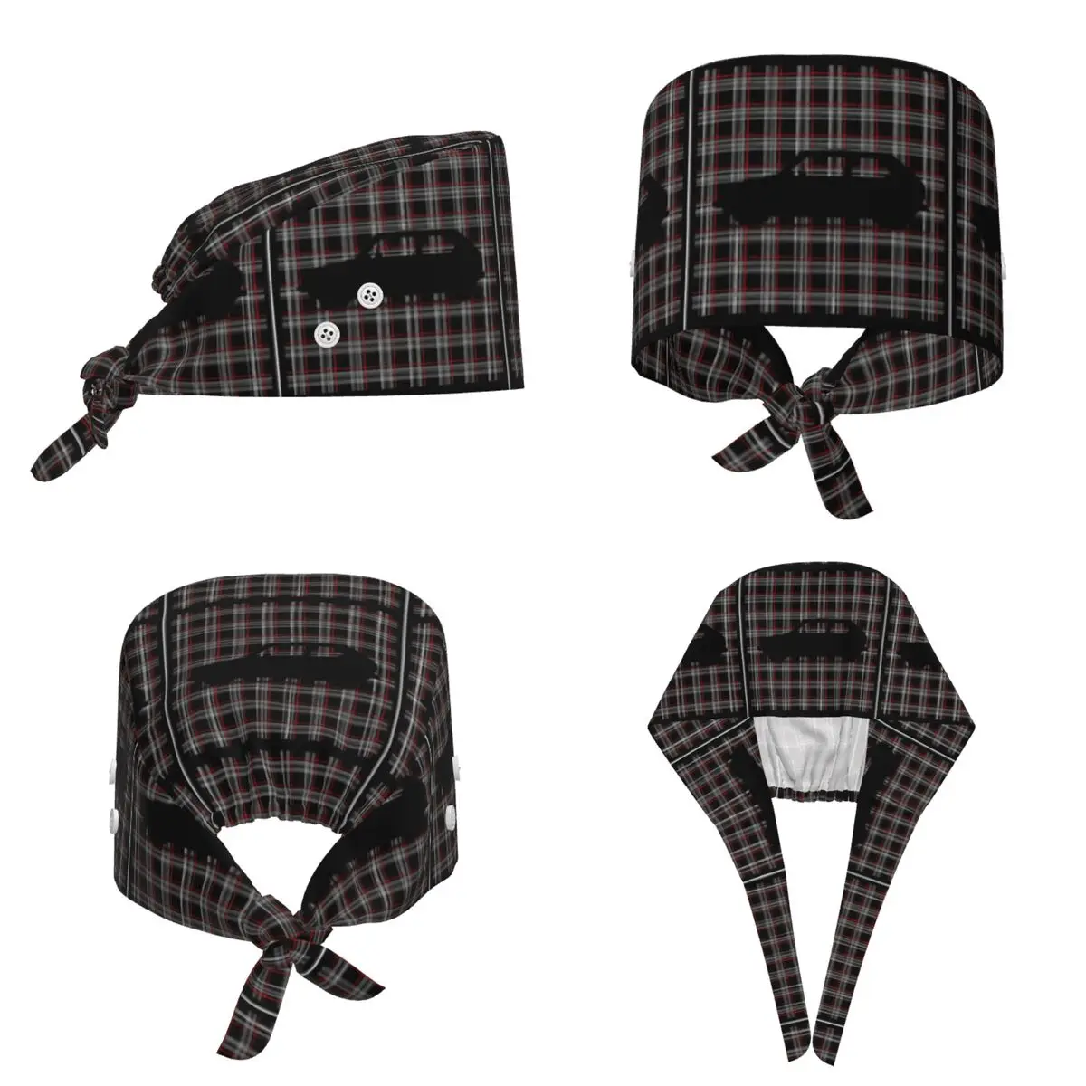 GTi Tartan Scrub Hat Doctor Working Surgical Cap Men Women Adjustable Nursing Caps for Dentist
