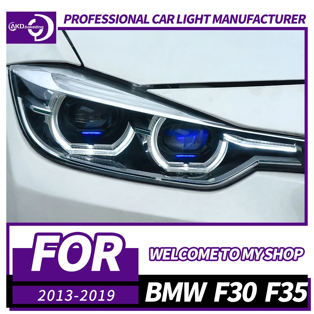 

Фара AKD для BMW F30 F31 F35, светодиодная фара 2013-2019, фары 3, серия DRL, указатель поворота, дальний свет, линза проектора «ангельский глаз»