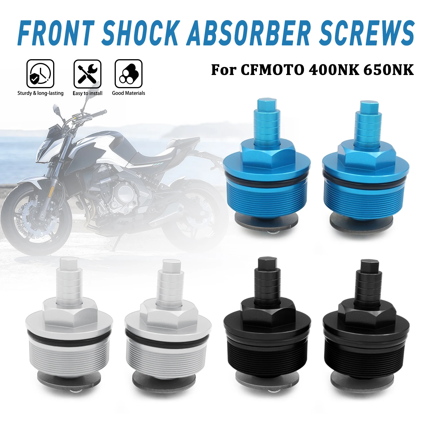 Motorcycle Front Fork Cap For CFMOTO 400NK 650NK NK400 NK600 Fork CNC Aluminum Adjuster Bolt Shock Screws Accessories