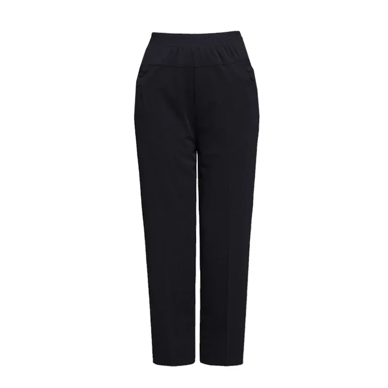 Middle Aged and Old Women Spring Summer Pant Thin Elastic Waist Loose Cotton Mother Long Casual Trousers Plus Size M-3XL