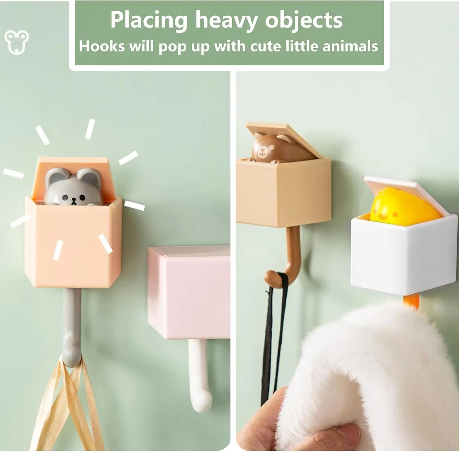 Cartoon Cat Hooks Stickers Bedroom Door Hooks Key Hooks Umbrella Towel Hat Coat Rack Wall Animal Decorative Hooks