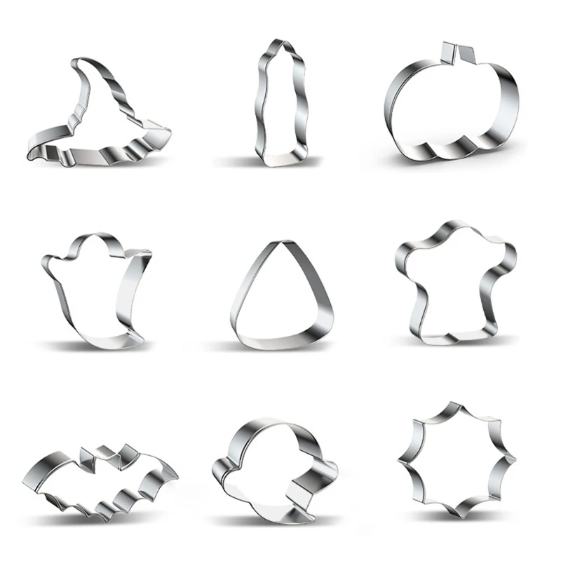 1 Set 9 Pieces Halloween Cookie Cutter Cookie Mold Cutter Stainless Steel Cutter