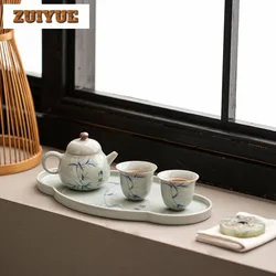 Hand Painted Landscape Ceramic Tea Set Complete Set Dry Brewing Table Tea Ceremony Set 1 Pot 2 Cup Set Teaware Accessories Gift