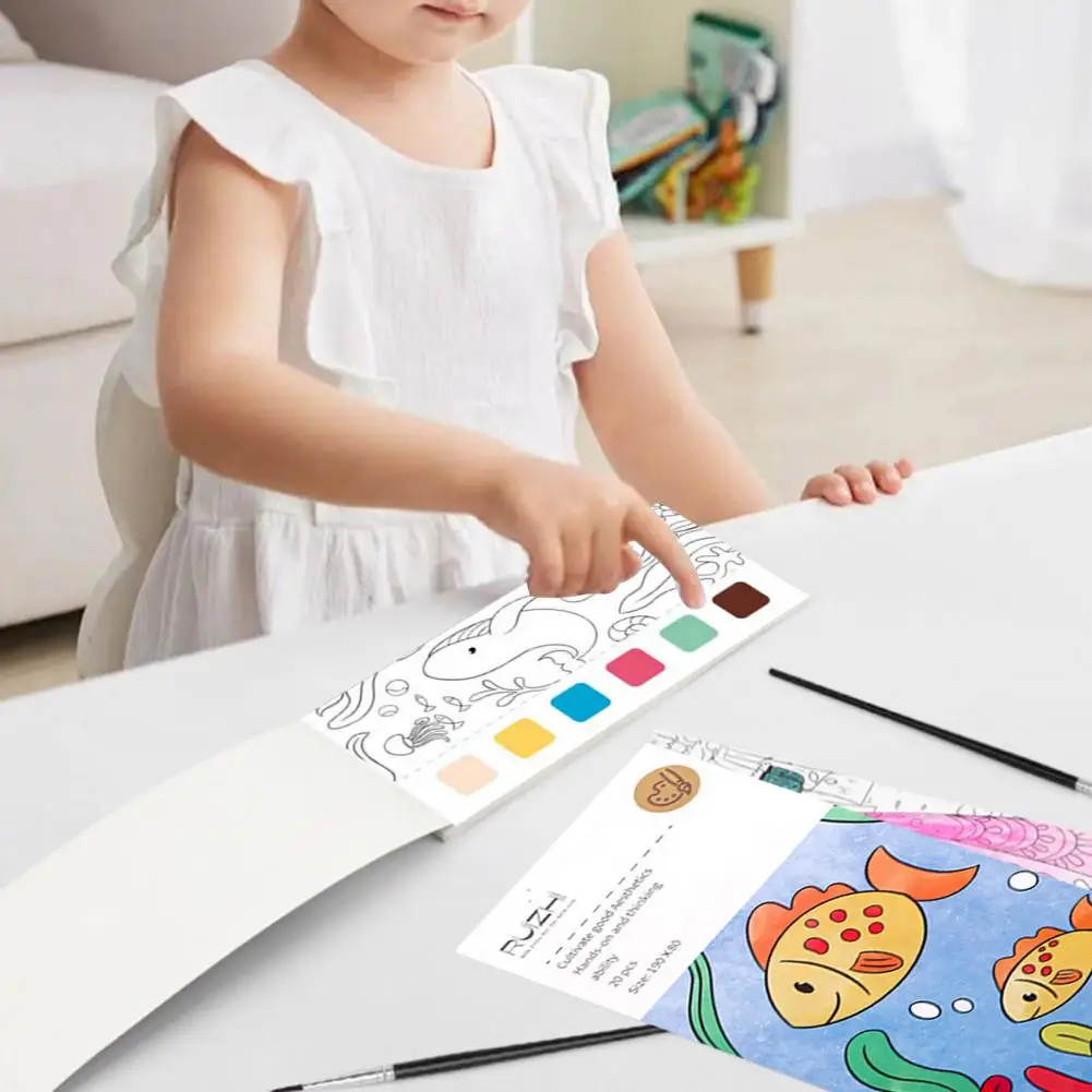 Карманные книжки-раскраски для детей Акварельная бумага поставляется с краской портативный для взрослых гуашь Детские художественные принадлежности для рисования