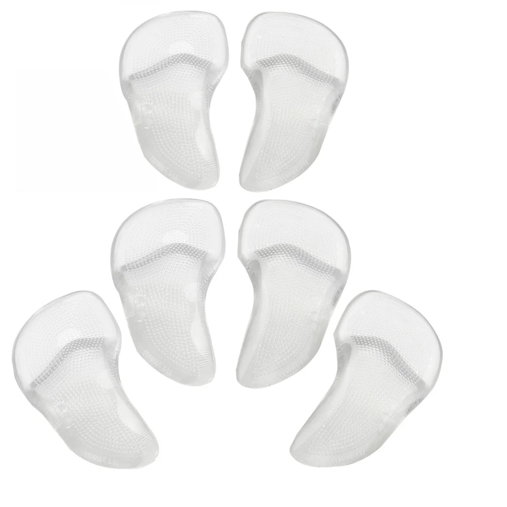 

3pcs Orthotic Shoe Insoles Arch Support Half Foot Cushions Gel Forefoot Pads Anti Slip Insoles For Walking Size S Transparent