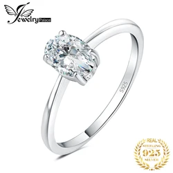 JewelryPalace 5A CZ Oval Solitaire Classic 925 Sterling Silver Wedding Engagement Ring for Woman Anniversary Gift Fine Jewelry
