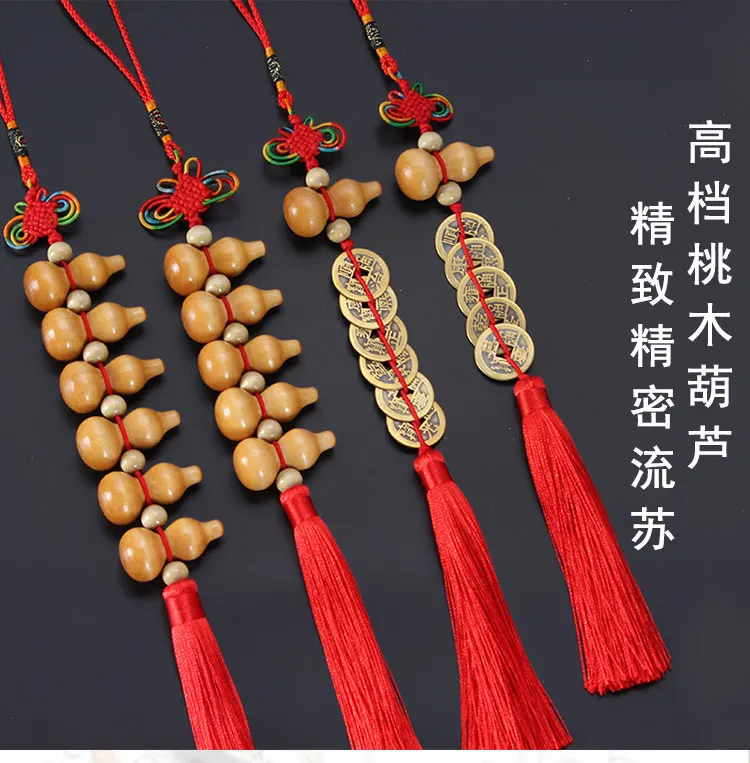 wholesale -4P TOP COOL Pocket mascot  efficacious fortune Mascot Money Drawing FENG SHUI copper cash Gourd lucky Chinese knot