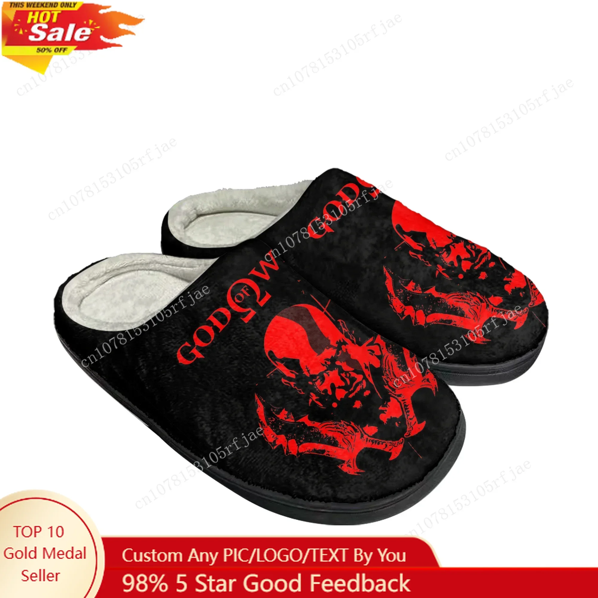 

God of War Custom Home Cotton Slippers Cartoon Game Men Women Teenager Plush Bedroom Casual Keep Warm Shoes Tailor Made Slipper