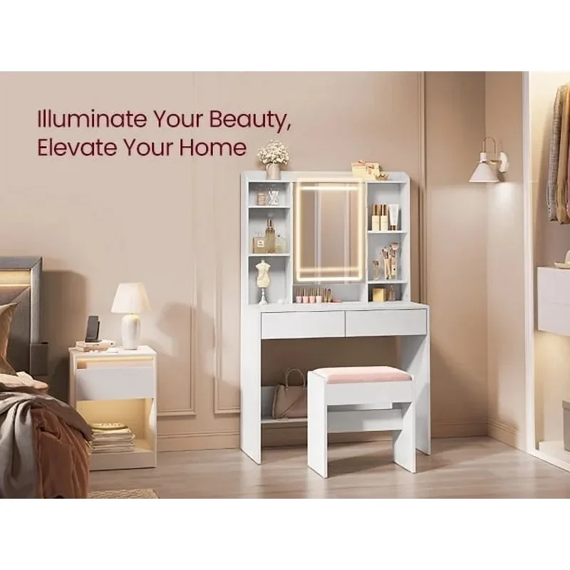 Kate Makeup Vanity Table Set Meja Rias Modern Putih untuk Kamar Tidur