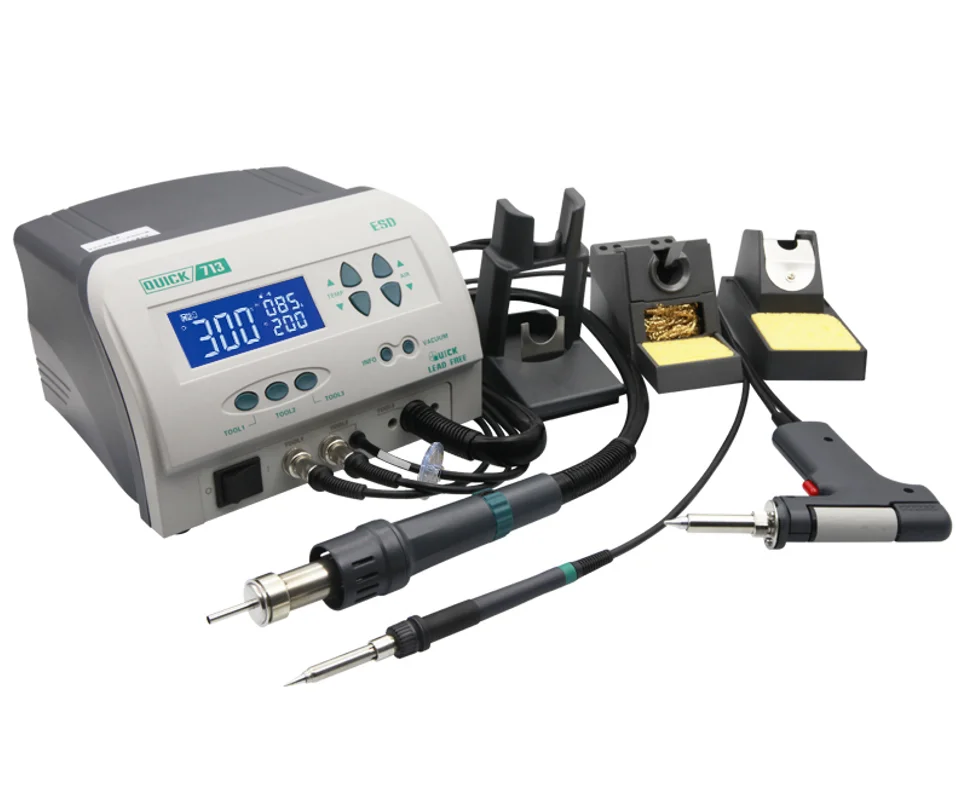 Quick Intelligent Rework System Bga/smd Rework Station with Hot Air Gun and Soldering Station 1300W Quick 713 New Product 2020