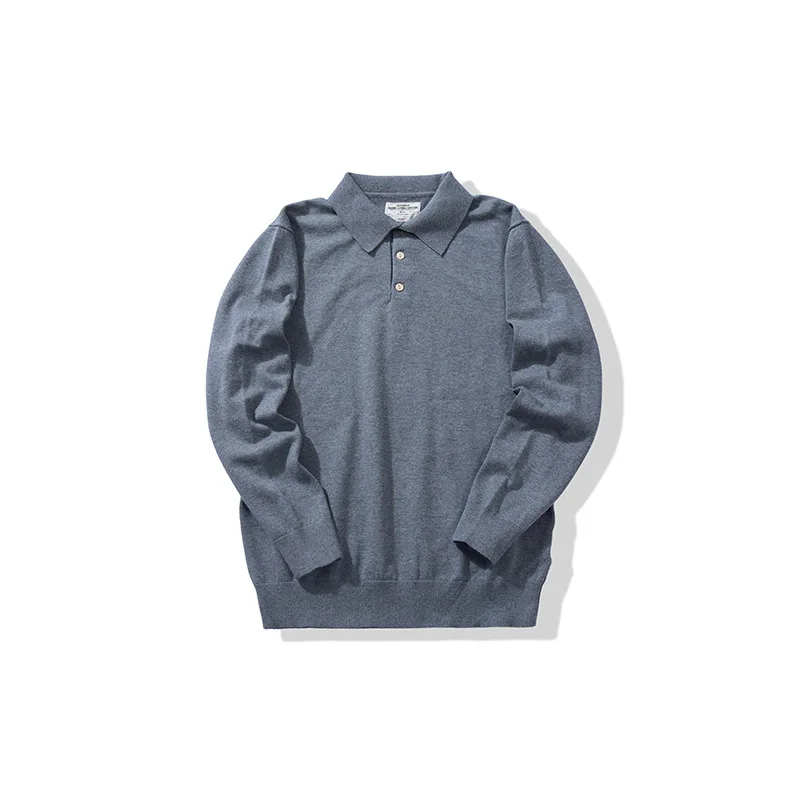 New American Retro Lapel Knitted POLO Shirt Pure Cotton Sweater Pullover Bottoming Casual Sweater